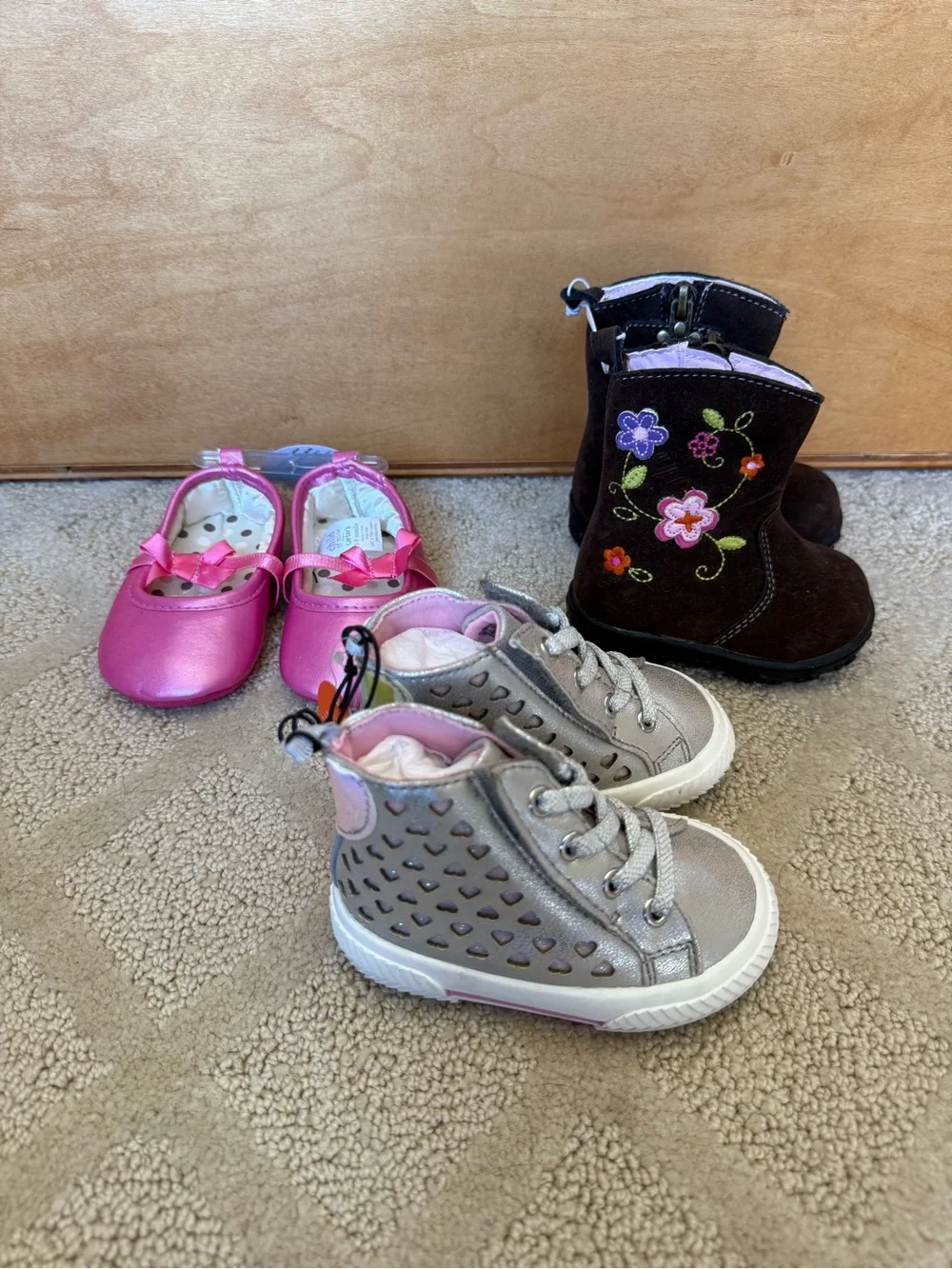 Baby Size 2 Shoe bundle - Sneaker, Mary Jane and Boot (3 pairs)